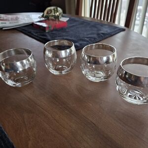 Mid Century Modern Dorothy Thorpe Silver Banded Roly Poly Glasses (4)